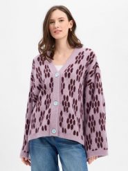 American vintage kardigan z alpaką i lnem - Vito Kobiety Wełna lila, XS/S. Swetry American Vintage, na zimę, s, bez wzorów, z dzianiny, vintage, bez ramiączek. Za 749.95 zł.