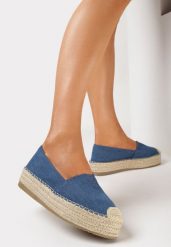 Niebieskie Espadryle na Plecionej Podeszwie z Ozdobnymi Noskami Litherise. Niebieskie espadryle Born2be, z aplikacjami, eleganckie, bez obcasa. W wyprzedaży za 63.74 zł.