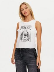 Noisy May Top Max 27033890 Biały Regular Fit. Białe topy Noisy May, xs, bez wzorów, z bawełny, bez kołnierzyka, bez ramiączek. Za 49.99 zł.