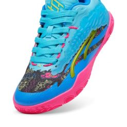 Buty halowe damskie Puma. Niebieskie buty treningowe Puma, bez wzorów, z materiału, bez zapięcia, do koszykówki. Za 395.00 zł.