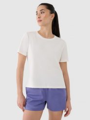 4F Koszulka treningowa oversize szybkoschnąca damska - biała XL. Białe t-shirty sportowe 4f, xl, bez wzorów, z dzianiny, bez ramiączek, na fitness i siłownię. Za 79.99 zł.