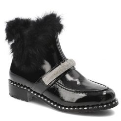 Czarne Botki S.Barski Eleganckie Obuwie Damskie Z Futerkiem. Czarne botki S.BARSKI, bez wzorów, z materiału, eleganckie, bez obcasa, bez zapięcia. Za 249.00 zł.