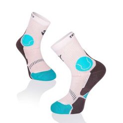 Skarpety tenisowe Fusion w kolorze biało-czarno-turkusowym. Białe skarpetki TRY TO FLY, bez wzorów. W wyprzedaży za 58.09 zł.