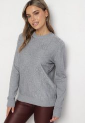 Jasnoszary Sweter z Bawełną Ozdobiony Cyrkoniami Irinaelle. Szare swetry Born2be, l, bez wzorów, z bawełny, eleganckie, bez ramiączek. W wyprzedaży za 63.74 zł.