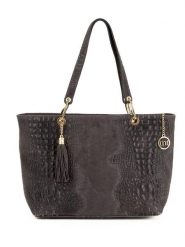 Mia Tomazzi Skórzany shopper bag w kolorze ciemnoszarym - 58 x 42 x 14 cm rozmiar: onesize. Szare shopper bag Mia Tomazzi, bez wzorów, z materiału, bez dodatków. Za 292.89 zł.