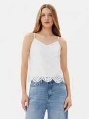Pieces Top Vilde 17156563 Biały Regular Fit. Białe topy Pieces, m, bez wzorów, z bawełny, bez kołnierzyka, bez ramiączek. Za 89.99 zł.