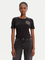 Versace Jeans Couture T-Shirt 79HAHT01 CJ03T Czarny Regular Fit. Czarne t-shirty Versace Jeans Couture, s, bez wzorów, z bawełny, bez kołnierzyka, bez ramiączek. Za 269.99 zł.