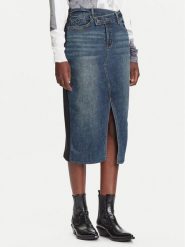 Desigual Spódnica jeansowa Twisted 25WWFD03 Granatowy Regular Fit. Niebieskie spódnice Desigual, xs, bez wzorów, z bawełny. Za 279.99 zł.