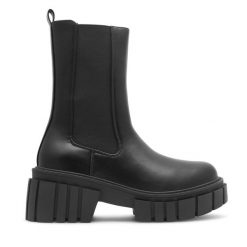 Botki JENNY. Czarne botki Jenny, bez wzorów, bez obcasa, na płaskiej podeszwie, bez zapięcia. Za 118.99 zł.