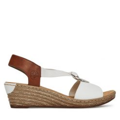 Sandały Rieker. Czarne sandały Rieker, bez wzorów, bez obcasa, na płaskiej podeszwie, bez zapięcia. Za 319.99 zł.