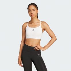 Biustonosz Aeroreact Training 3-Stripes. Białe biustonosze sportowe adidas, bez wzorów, z materiału, na fitness i siłownię. Za 149.00 zł.
