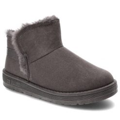 Grafitowe Śniegowce Big Star Modne Ocieplane Buty Damskie. Szare botki BIG STAR, bez wzorów, z futra, bez zapięcia. Za 169.00 zł.
