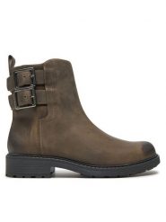 Clarks Botki Orinoco 2 Bay 26178857 Brązowy. Brązowe botki Clarks, bez wzorów, ze skóry, bez obcasa, na płaskiej podeszwie, bez zapięcia. Za 499.99 zł.