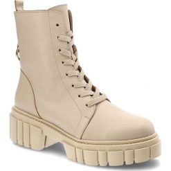 Beżowe Botki Karino Skórzane Eleganckie Buty Damskie. Brązowe botki Karino, bez wzorów, ze skóry, biznesowe, bez obcasa, na obcasie, bez zapięcia. Za 499.00 zł.