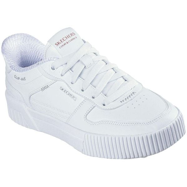 Buty sportowe damskie Skechers Jade put It In Neutr. Białe buty sportowe lifestyle Skechers, bez wzorów, ze skóry ekologicznej, sportowe, bez zapięcia, skechers sport. Za 299.99 zł.