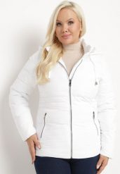 Biała Kurtka Pikowana z Odpinanym Kapturem Sinilore. Białe kurtki Born2be, l, bez wzorów, z jeansu, eleganckie. W wyprzedaży za 132.99 zł.