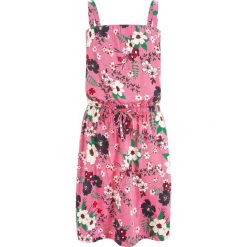 Sukienka z dżerseju z nadrukiem bonprix matowy różowy w kwiaty. Czerwone sukienki bonprix, bez wzorów, bez kołnierzyka, bez ramiączek. Za 37.99 zł.