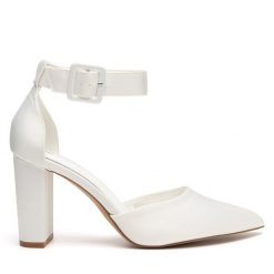 Czółenka JENNY. Białe czółenka Jenny, bez wzorów, bez obcasa, bez zapięcia. Za 129.99 zł.