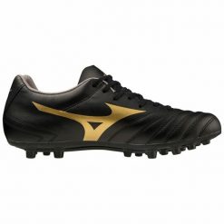 Buty sportowe dla dorosłych do gry w piłkę Monarcida Neo II Select AG. Czarne buty treningowe Mizuno, bez wzorów, z materiału, bez zapięcia. Za 179.99 zł.