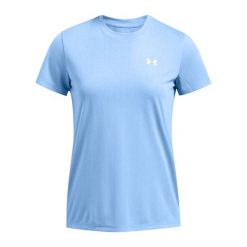 Koszulka treningowa damska Under Armour Tech Riddle. Niebieskie t-shirty sportowe Under Armour, xs, bez wzorów, bez ramiączek. Za 99.99 zł.