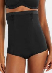 Figi panty shape z wysoką talią i silnym stopniem modelowania sylwetki. Czarne figi bonprix, bez wzorów. Za 97.99 zł.