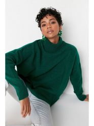 Trendyol Golf w kolorze zielonym rozmiar: L. Zielone swetry Trendyol, l, bez wzorów, ze splotem, bez ramiączek. Za 126.75 zł.