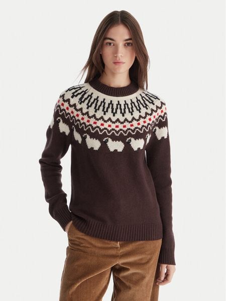 Hunter Sweter Ashie HARW0074251 Brązowy Regular Fit. Brązowe swetry Hunter, xl, bez wzorów, z wełny, bez ramiączek. Za 529.99 zł.