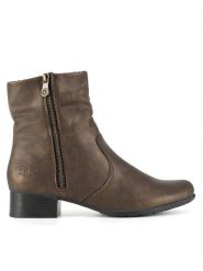 Rieker Botki 78656-90 Brązowy. Brązowe botki Rieker, bez wzorów, bez obcasa, na płaskiej podeszwie, bez zapięcia. Za 319.00 zł.