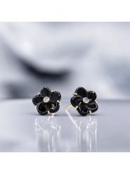DIAMOND & CO Złote kolczyki-wkrętki "Fleur noir" z diamentami rozmiar: onesize. Czarne kolczyki Diamond & Co, z diamentem, ceramiczne. Za 915.94 zł.