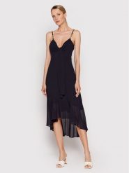Morgan Sukienka koktajlowa 221-RELAX Granatowy Regular Fit. Niebieskie sukienki Morgan, bez wzorów, z syntetyku, wizytowe, bez kołnierzyka, bez ramiączek. Za 319.99 zł.