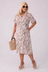 Letnia sukienka Nel w stylu safari PLUS SIZE XXL LATO. Brązowe sukienki Moda Size Plus Iwanek, na plażę, plus size, bez wzorów, z elastanu, eleganckie, z asymetrycznym kołnierzem, plus size, bez ramiączek, mini, asymetryczne. Za 299.90 zł.
