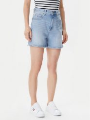Tommy Jeans Szorty jeansowe DW0DW20091 Niebieski Mom Fit. Niebieskie szorty Tommy Jeans, bez wzorów, z bawełny. Za 179.99 zł.