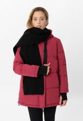 Długi szal z wełną H-VELVET. Czarne szaliki i kominy Volcano, na zimę, bez wzorów, z dzianiny, eleganckie. Za 89.99 zł.
