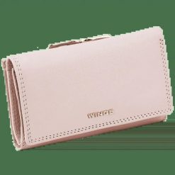 Damski portfel skórzany WINGS z ochroną RFID o pojemnym wnętrzu PINK. Czerwone portfele Wings, bez wzorów, ze skóry. Za 149.90 zł.