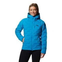Damska kurtka z kapturem Mountain Hardwear Stretchdown. Niebieskie kurtki MOUNTAIN HARDWEAR, na zimę, l, bez wzorów, z puchu, eleganckie, z kapturem. W wyprzedaży za 1,133.50 zł.