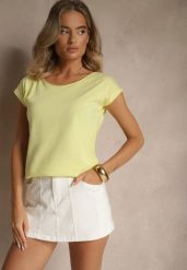 Żółty Basicowy T-shirt z Bawełny Ralotea. Żółte t-shirty Renee, s, bez wzorów, z bawełny, klasyczne, bez kołnierzyka, bez ramiączek. W wyprzedaży za 31.99 zł.
