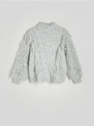 Sweter z domieszką wełny - jasnoszary. Szare swetry Reserved, l, bez wzorów, z dzianiny, bez ramiączek. W wyprzedaży za 79.99 zł.