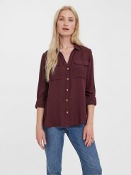 Vero Moda Koszula w kolorze brązowym rozmiar: XS. Brązowe koszule Vero Moda, xs, bez wzorów, z wiskozy, bez kołnierzyka, bez ramiączek. Za 66.00 zł.