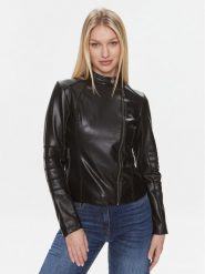 Guess Kurtka skórzana Ls Harley W4RL20 K8S30 Czarny Regular Fit. Czarne kurtki Guess, s, z aplikacjami, ze skóry, bez kaptura. Za 819.99 zł.