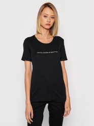 United Colors Of Benetton T-Shirt 3GA2E16A2 Czarny Regular Fit. Czarne t-shirty United Colors Of Benetton, xs, bez wzorów, z bawełny, bez kołnierzyka, bez ramiączek. Za 49.99 zł.