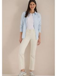 Cecil Spodnie w kolorze kremowym rozmiar: W26/L30. Brązowe spodnie materiałowe Cecil, z aplikacjami, z materiału, klasyczne, z podwyższonym stanem. Za 141.85 zł.