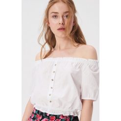 Biała bluzka z falbanką - Biały. Bluzki marki Sinsay. Za 39.99 zł.