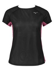 Mizuno Koszulka "DryAeroFlow" w kolorze czarno-różowym do biegania rozmiar: S. Czarne t-shirty sportowe Mizuno, s, bez wzorów, z materiału, bez ramiączek, do biegania. Za 70.41 zł.