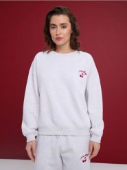 Bluza crewneck z haftem - Inny. Bluzy Sinsay, l, bez wzorów, bez ramiączek, bez kaptura. Za 39.99 zł.