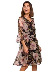 Stylove Sukienka w kolorze czarnym ze wzorem rozmiar: XL. Czarne sukienki Stylove, xl, bez wzorów, bez kołnierzyka, bez ramiączek, midi. Za 244.95 zł.