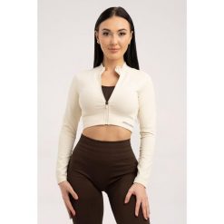 Bluza fitness damska Gym Glamour bezszwowa rozpinana. Białe bluzy bez kaptura GYM GLAMOUR, xs, bez wzorów, bez kaptura, na fitness i siłownię. Za 159.99 zł.