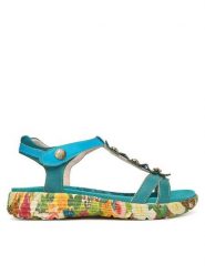 Laura Vita Sandały Sanao 54 Turkusowy. Niebieskie sandały LAURA VITA, bez wzorów, ze skóry, bez obcasa, na płaskiej podeszwie, bez zapięcia. Za 399.99 zł.