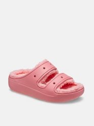 Crocs Klapki "Classic Cozzzy" w kolorze różowym rozmiar: 41/42. Różowe klapki Crocs, bez wzorów, z materiału, klasyczne, z otwartym noskiem, bez obcasa, bez zapięcia. Za 199.95 zł.