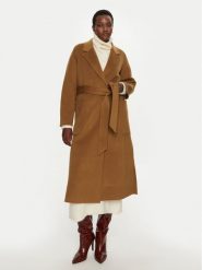 IVY OAK Płaszcz wełniany Celia IO111046 Brązowy Loose Fit. Brązowe płaszcze IVY & OAK, na zimę, bez wzorów, z wełny, bez kaptura. Za 2,249.00 zł.