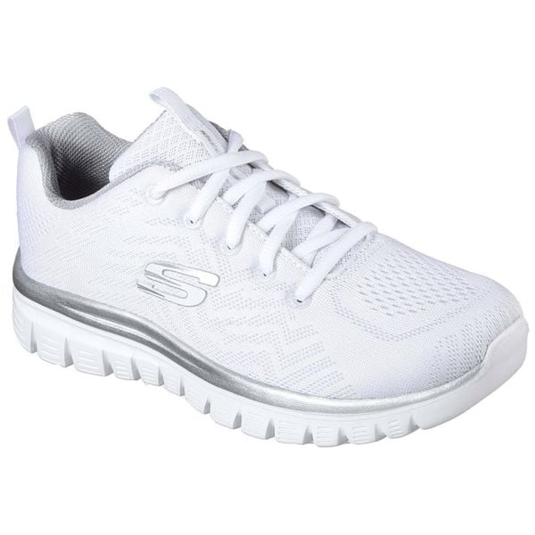 Buty na co dzień na trening damskie SKECHERS GRACEFUL GET CONECTED siateczka. Białe buty treningowe Skechers, bez wzorów, bez zapięcia, na fitness i siłownię. Za 226.00 zł.